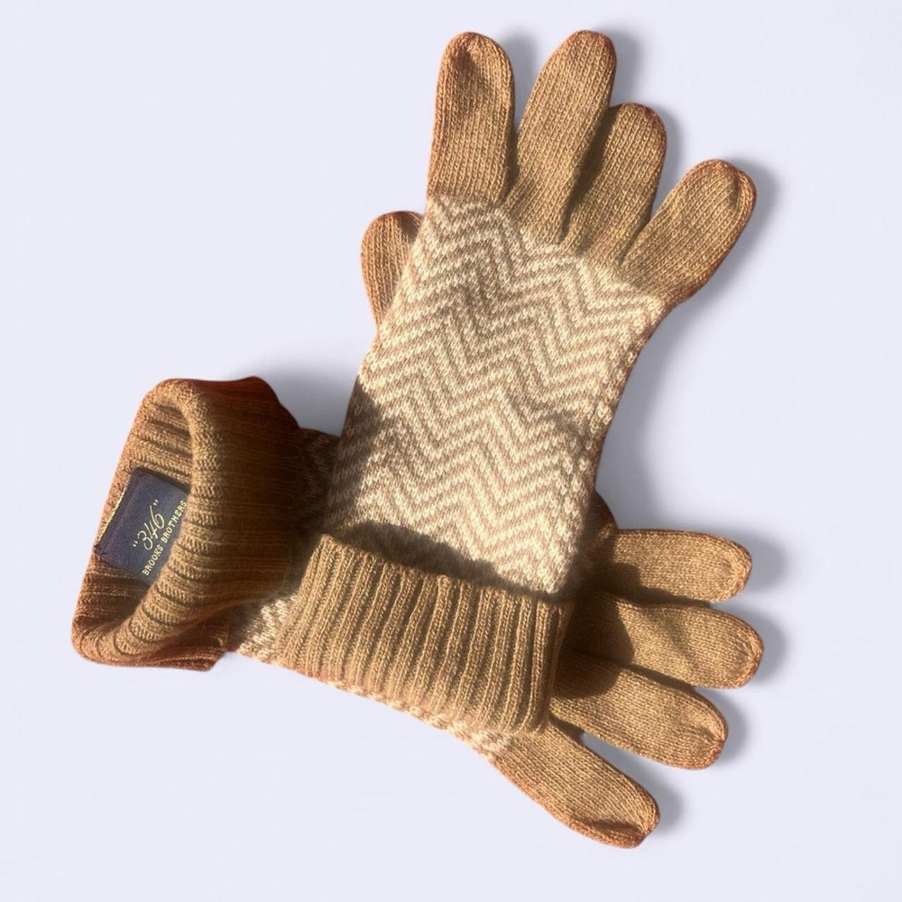Brooks Brothers | Tan and Cream Wool Gloves